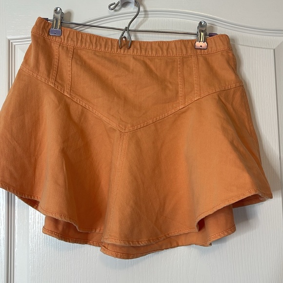 Aerie Circle Denim Mini Skirt Orange / Peach Medium - Picture 1 of 12